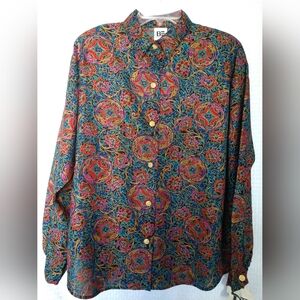 NEW Vintage Basic Editions Shirt Blouse Colorful Floral NWT Large Chest 44"